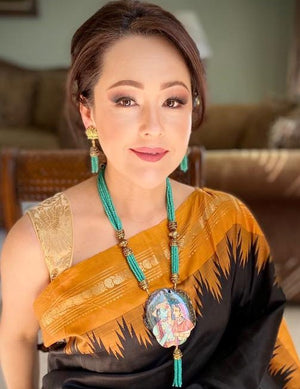 Krishna Radhe pendant necklace set for Women