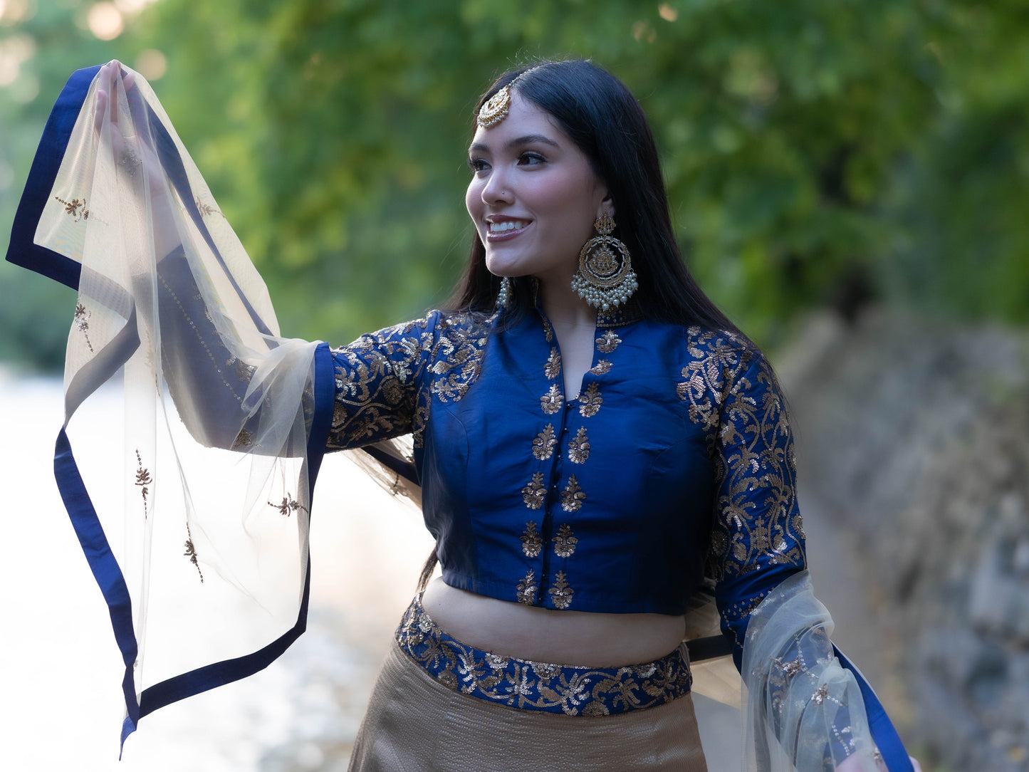 Royal Navy Blue Silk lehenga