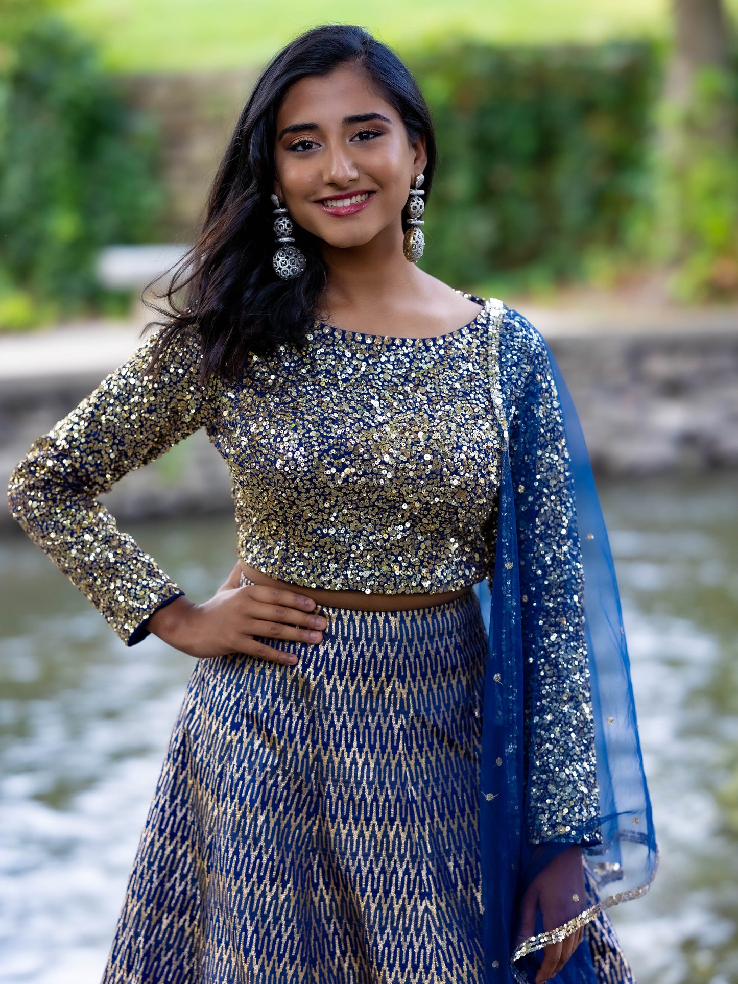 Radiant Blue Sequins Lehenga