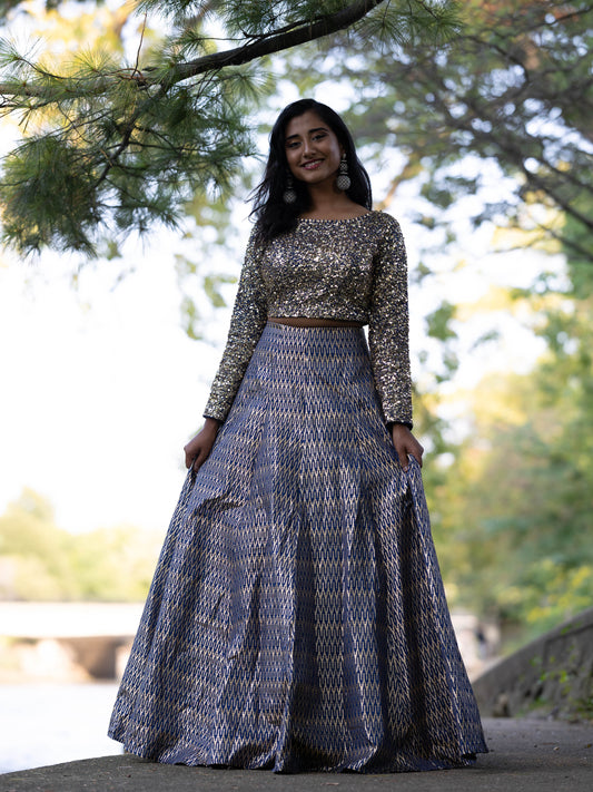 Radiant Blue Sequins Lehenga