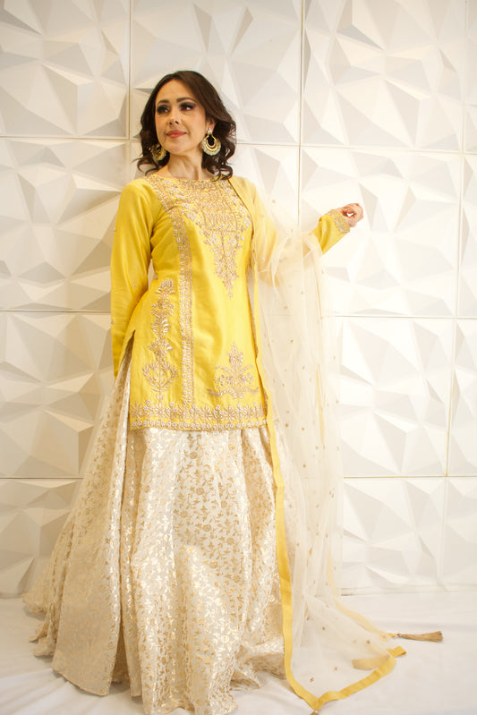 Yellow Long Top Lehenga