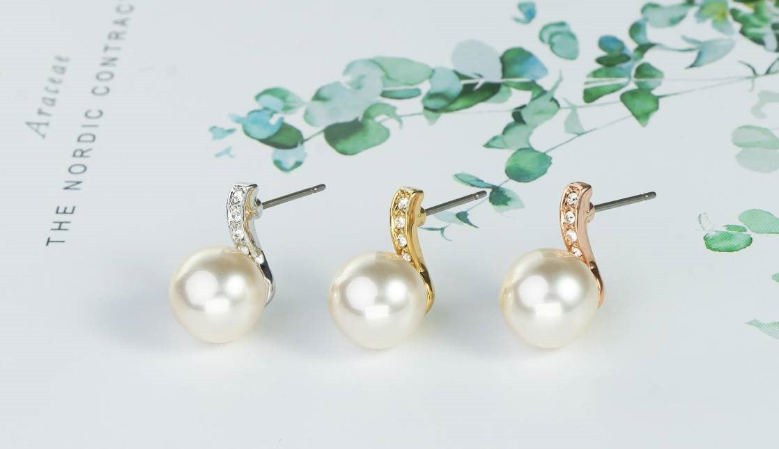 Pearls Crystals Earrings by Vibgyor