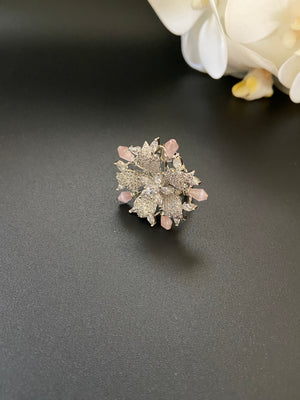 Pink Floral Statement Ring